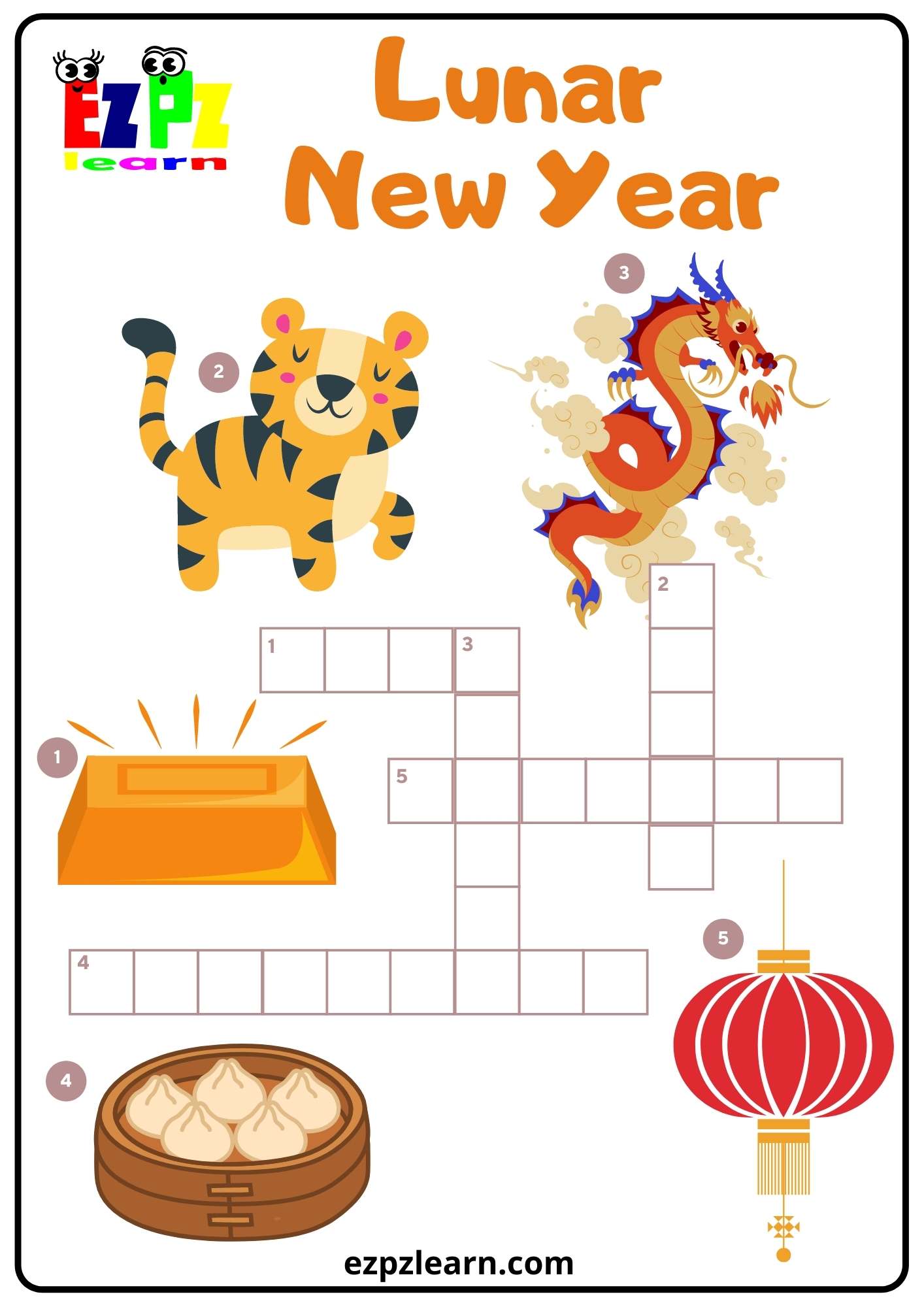 Kids Lunar New Year Crossword Ezpzlearn com